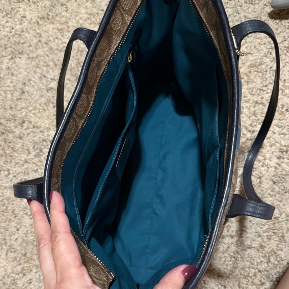 Coach Signature Brown and Blue Briefcase - Picture 5 of 11